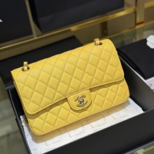 Túi Xách Chanel Classic Flap Bag Medium Siêu Cấp Màu Vàng 25cm (1)