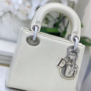Túi Xách Dior Lady Lizard Da Thằn Lằn Siêu Cấp Màu Trắng 17x15x7cm (2)