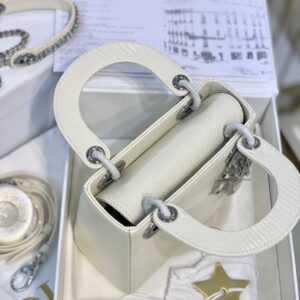 Túi Xách Dior Lady Lizard Da Thằn Lằn Siêu Cấp Màu Trắng 17x15x7cm (2)