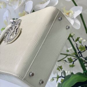 Túi Xách Dior Lady Lizard Da Thằn Lằn Siêu Cấp Màu Trắng 17x15x7cm (2)