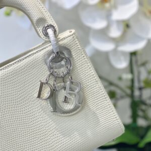 Túi Xách Dior Lady Lizard Da Thằn Lằn Siêu Cấp Màu Trắng 17x15x7cm (2)