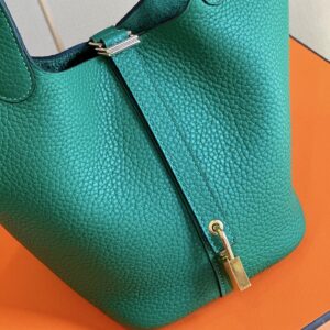 Túi Xách Hermes Picotin 18 Togo Rep 11 Cao Cấp Nữ Màu Xanh 18cm (2)