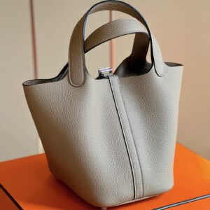 Túi Xách Hermes Picotin 18 Togo Replica 11 Nữ Màu Xám 18cm (2)