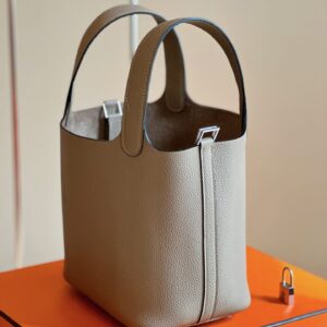 Túi Xách Hermes Picotin 18 Togo Replica 11 Nữ Màu Xám 18cm (2)