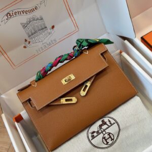 Túi Xách Hermes Pochette Replica 11 Nữ Màu Nâu 34x15x6cm (1)
