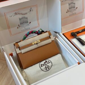 Túi Xách Hermes Pochette Replica 11 Nữ Màu Nâu 34x15x6cm (1)