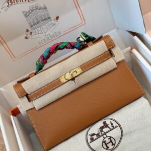 Túi Xách Hermes Pochette Replica 11 Nữ Màu Nâu 34x15x6cm (1)