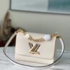 Túi Xách Louis Vuitton LV Twist Nữ Màu Trắng Khóa Vàng 24cm (2)