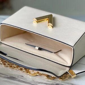 Túi Xách Louis Vuitton LV Twist Nữ Màu Trắng Khóa Vàng 24cm (2)