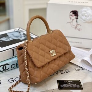 Túi Xách Nữ Chanel Coco Handle Small Màu Nâu Siêu Cấp 23cm (2)