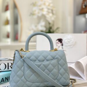 Túi Xách Nữ Chanel Coco Handle Small Màu Xanh Siêu Cấp 23cm (2)