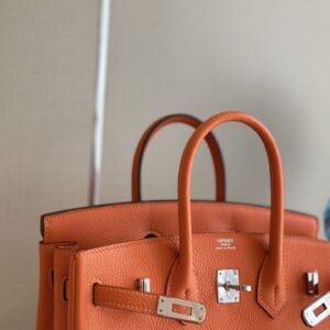 Túi Xách Nữ Hermes Birkin Mix Phw Togo Màu Cam Rep 11 Cao Cấp 25cm (2)