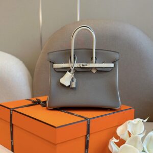 Túi Xách Nữ Hermes Birkin Mix Phw Togo Replica 11 Màu Xám 25cm (2)