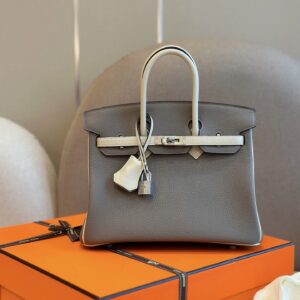 Túi Xách Nữ Hermes Birkin Mix Phw Togo Replica 11 Màu Xám 25cm (2)