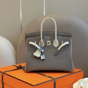 Túi Xách Nữ Hermes Birkin Mix Phw Togo Replica 11 Màu Xám 25cm (2)