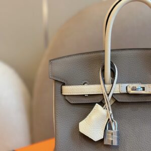 Túi Xách Nữ Hermes Birkin Mix Phw Togo Replica 11 Màu Xám 25cm (2)