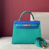Túi Xách Nữ Hermes Kelly Da Epsom Mix 2 Màu Xanh Replica 11 28cm (2)