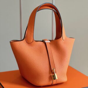Túi Xách Nữ Hermes Picotin 18 Togo Cao Cấp Màu Cam 18cm (2)