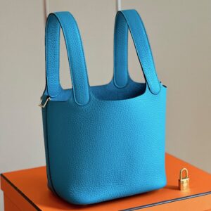 Túi Xách Nữ Hermes Picotin 18 Togo Cao Cấp Màu Xanh Dương 18cm (2)