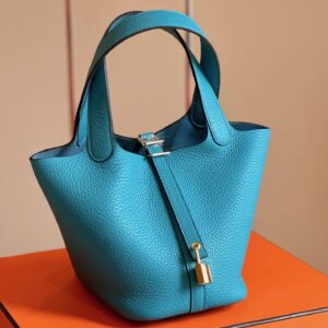 Túi Xách Nữ Hermes Picotin 18 Togo Cao Cấp Màu Xanh Dương 18cm (2)