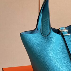 Túi Xách Nữ Hermes Picotin 18 Togo Cao Cấp Màu Xanh Dương 18cm (2)