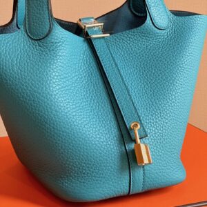 Túi Xách Nữ Hermes Picotin 18 Togo Cao Cấp Màu Xanh Dương 18cm (2)