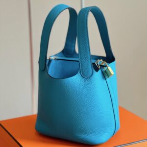 Túi Xách Nữ Hermes Picotin 18 Togo Cao Cấp Màu Xanh Dương 18cm (2)