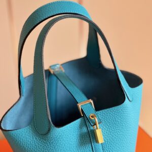 Túi Xách Nữ Hermes Picotin 18 Togo Cao Cấp Màu Xanh Dương 18cm (2)