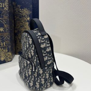 Balo Dior Mini Vải Họa Tiết Oblique Like Auth 24x10x16cm (2)