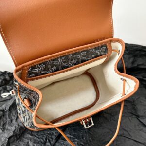 Balo Hàng Hiệu Goyard Mini Họa Tiết Truyền Thống Màu Nâu 23x19cm (2)