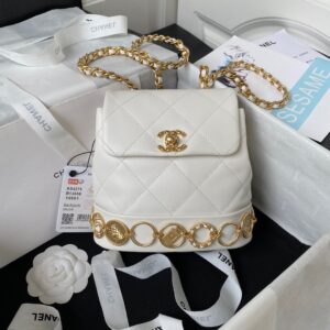 Balo Nữ Chanel Charm Mini Chất Da Mịn Replica 11 Màu Trắng 18x18x8cm (2)
