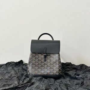 Balo Nữ Goyard Mini Like Auth Họa Tiết Truyền Thống Màu Đen 23x19cm (2)