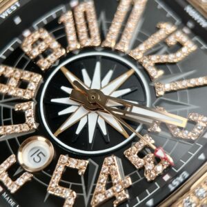 Franck Muller V45 Replica Cao Cấp Màu Đen Đính Đá Vỏ Vàng 45mm (2)