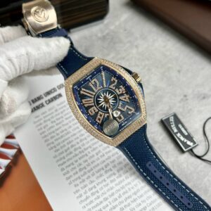 Franck Muller V45 Replica Cao Cấp Màu Xanh Dương Vỏ Vàng hồng 45mm (3)