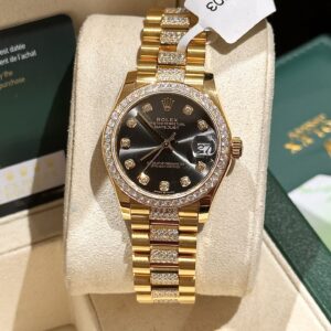 Rolex DateJust Nữ Bọc Vàng 18K Độ Kim Cương Moissanite 31mm (3)