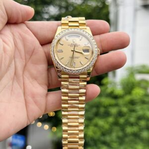 Rolex Day-Date Bọc Vàng Độ Kim Cương Moissanite Nhà Máy GM 40mm (7)