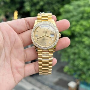 Rolex Day-Date Bọc Vàng Độ Kim Cương Moissanite Nhà Máy GM 40mm (7)
