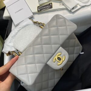 Túi Chanel Handle Replica 11 Cao Cấp Nữ Màu Xám 20cm (2)