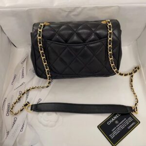 Túi Xách Cao Cấp Chanel Charm Nữ Màu Đen Khóa Vàng 21cm (2)