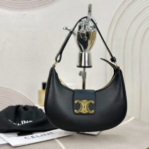 Túi Xách Celine Triomphe Chất Da Bê Replica 11 Nữ Màu Đen 23x14x7cm (2)