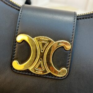 Túi Xách Celine Triomphe Chất Da Bê Replica 11 Nữ Màu Đen 23x14x7cm (2)