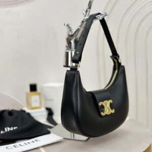 Túi Xách Celine Triomphe Chất Da Bê Replica 11 Nữ Màu Đen 23x14x7cm (2)