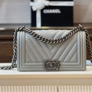 Túi Xách Chanel Boy Medium Replica 11 Cao Cấp Màu Xám 25cm (2)
