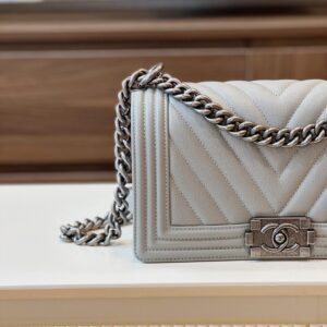 Túi Xách Chanel Boy Medium Replica 11 Cao Cấp Màu Xám 25cm (2)