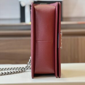 Túi Xách Chanel Boy Medium Replica 11 Cao Cấp Vân Chữ V Màu Đỏ 25cm (2)