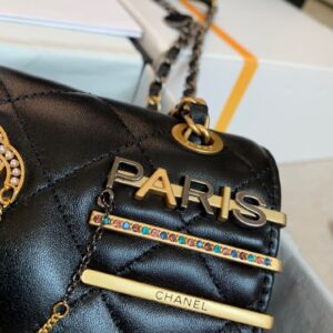 Túi Xách Chanel Charm Replica 11 Cao Cấp Màu Đen 22cm (2)