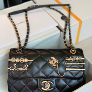 Túi Xách Chanel Charm Replica 11 Cao Cấp Màu Đen 22cm (2)