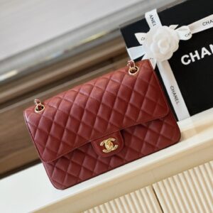 Túi Xách Chanel Classic Hand Bag Like Ạuth Cao Cấp Màu Đỏ Mận 25cm (2)