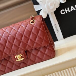 Túi Xách Chanel Classic Hand Bag Like Ạuth Cao Cấp Màu Đỏ Mận 25cm (2)