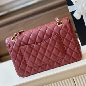 Túi Xách Chanel Classic Hand Bag Like Ạuth Cao Cấp Màu Đỏ Mận 25cm (2)